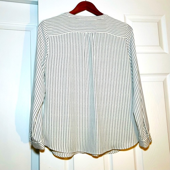 Talbots Long Sleeve Sheer Button Down Blouse Ruffle Accent - Picture 3 of 5
